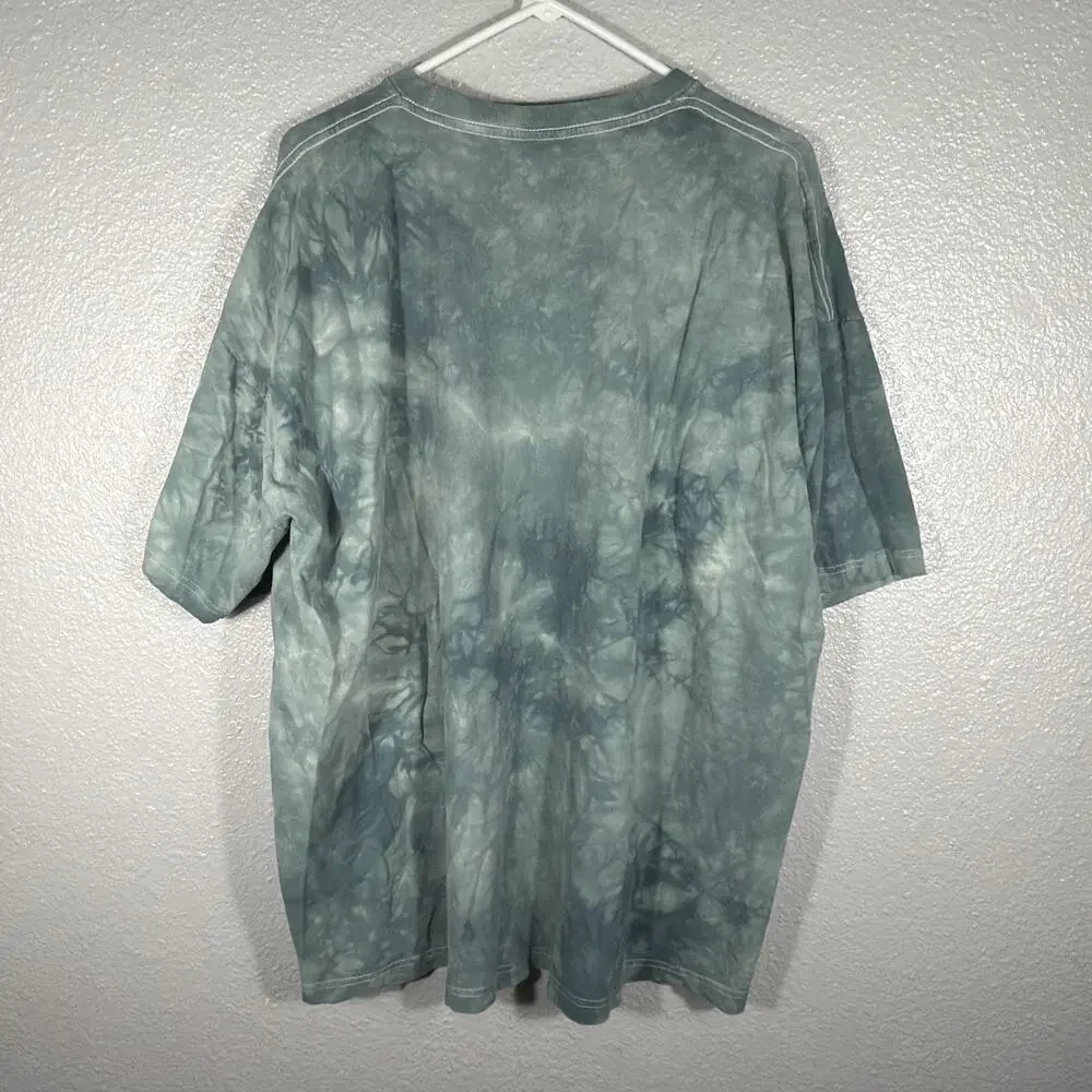 Vintage The Mountain Wolf Dreamcatcher Tie Dye Graphic T-Shirt Blue Grey Men 3XL